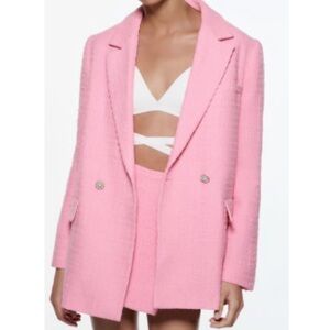 Zara Pink Double-Breasted Blazer